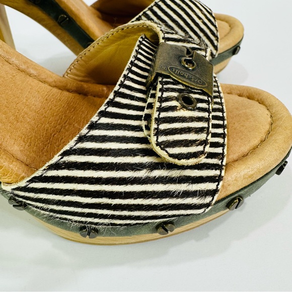 π ULTRA RARE DR SCHOLLβS ANIMAL PRINT 4 1/2β WOOD HEEL LEATHER PIPING & RIVETS - Picture 8 of 10